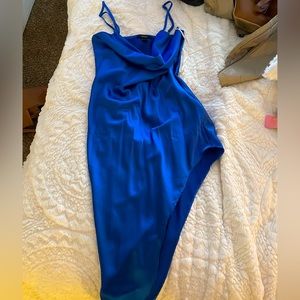 Blue silk dress